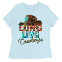 Baby Blue long live cowboys Ladies Tee - texasbilliewilder