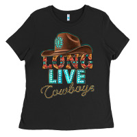 Black long live cowboys Ladies Tee - texasbilliewilder