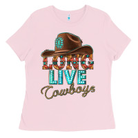 Bubblegum Pink long live cowboys Ladies Tee - texasbilliewilder