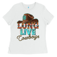 White long live cowboys Ladies Tee - texasbilliewilder