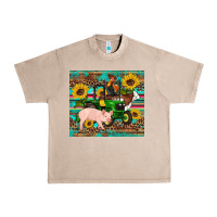 French Oak western farm tractor pig rooster cow sunflowers Urban Heavy Tee - Artiststas