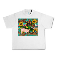 Lunar Rock western farm tractor pig rooster cow sunflowers Urban Heavy Tee - Artiststas