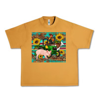 Peanut Butter western farm tractor pig rooster cow sunflowers Urban Heavy Tee - Artiststas