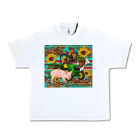 White western farm tractor pig rooster cow sunflowers Urban Heavy Tee - Artiststas