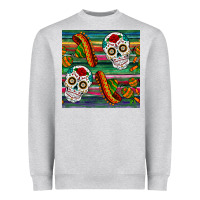 Heather Grey sugar skull seamless pattern Heavyweight Sweatshirt - BundleAndBundleShop