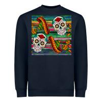 Navy sugar skull seamless pattern Heavyweight Sweatshirt - BundleAndBundleShop