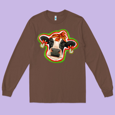 Christmas Heifer Long Sleeve Tee Designed By Jasminsmagicworld