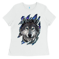 White Wolf scratch mark Ladies Tee - RanaPortraitStore