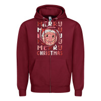 Burgundy merry christmas smiling face Zipper Hoodie - MaliasSmallBusiness