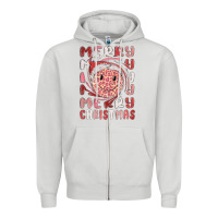 Dove Grey merry christmas smiling face Zipper Hoodie - MaliasSmallBusiness