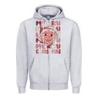 Heather Grey merry christmas smiling face Zipper Hoodie - MaliasSmallBusiness
