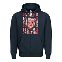 Navy merry christmas smiling face Zipper Hoodie - MaliasSmallBusiness