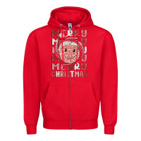 Red merry christmas smiling face Zipper Hoodie - MaliasSmallBusiness