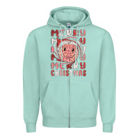 Seafoam merry christmas smiling face Zipper Hoodie - MaliasSmallBusiness