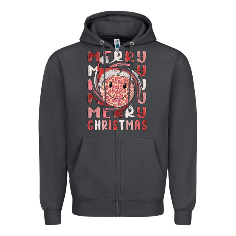 Merry Christmas Smiling Face Zipper Hoodie by MaliasSmallBusiness | Teevron