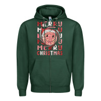 Sports Green merry christmas smiling face Zipper Hoodie - MaliasSmallBusiness