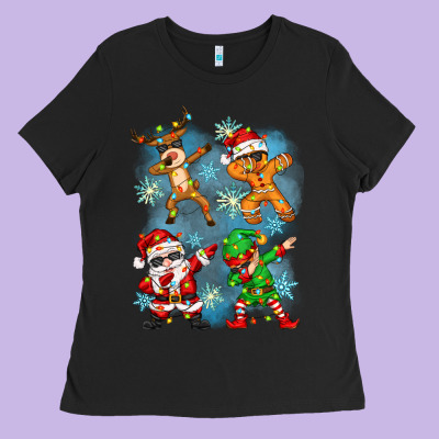 Dabbing Christmas Ladies Tee Designed By Zillion Design Studio
