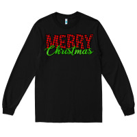 Black merry christmas tartan Long Sleeve Tee - Jasminsmagicworld
