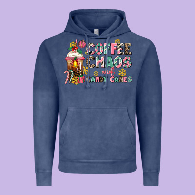 Coffee Chaos And Candy Canes Vintage Hoodie Designed By Adodesignshop