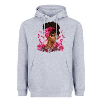 Heather Grey breast cancer afro woman Heavyweight Hoodie - Artiststas