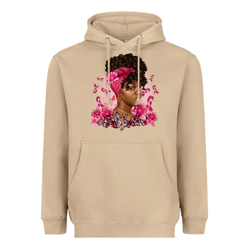 Breast Cancer Afro Woman Heavyweight Hoodie by Artiststas | Teevron