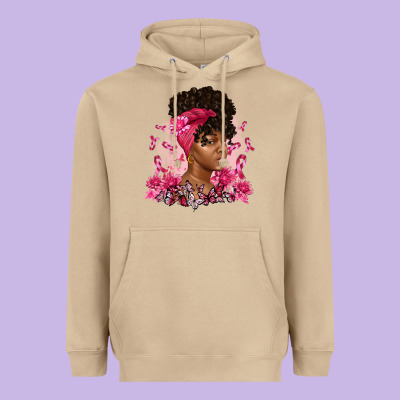 Breast Cancer Afro Woman Heavyweight Hoodie Designed By Artiststas