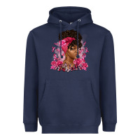 Navy breast cancer afro woman Heavyweight Hoodie - Artiststas