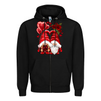 Black valentines day gnomies Zipper Hoodie - NancyCooperArtShop