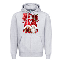 Heather Grey valentines day gnomies Zipper Hoodie - NancyCooperArtShop