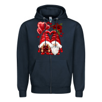 Navy valentines day gnomies Zipper Hoodie - NancyCooperArtShop
