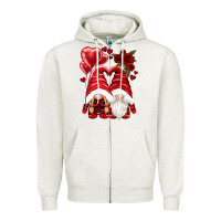 Oatmeal Heather valentines day gnomies Zipper Hoodie - NancyCooperArtShop