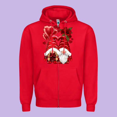 Valentines Day Gnomies Zipper Hoodie Designed By Nancycooperartshop