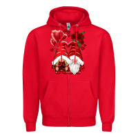 Red valentines day gnomies Zipper Hoodie - NancyCooperArtShop
