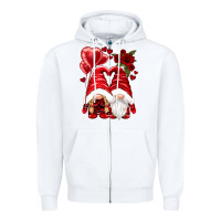 White valentines day gnomies Zipper Hoodie - NancyCooperArtShop