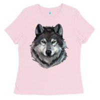 Bubblegum Pink Wolf Ladies Tee - RanaPortraitStore
