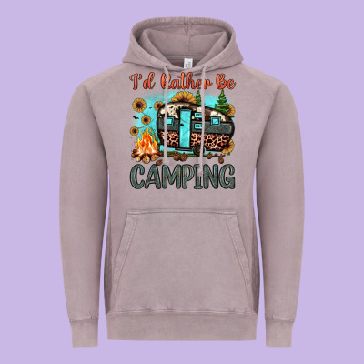 I'd Rather Be Camping Vintage Hoodie Designed By Jahusdesignshop