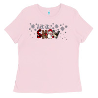 Bubblegum Pink Christmas let it snow Ladies Tee - JahusDesignShop
