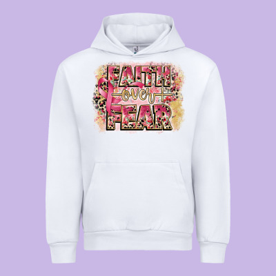 Faith Over Fear Breast Cancer 12 Inches 300 Dpi Urban Hoodie Designed By Cowgirlartshop