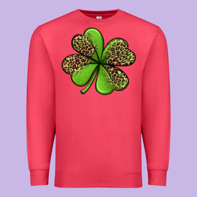 Leopard Shamrock Premium Sweatshirt Designed By Jasminsmagicworld