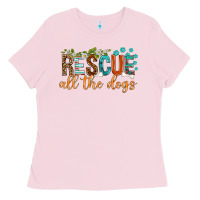 Bubblegum Pink rescue all the dogs Ladies Tee - texasbilliewilder