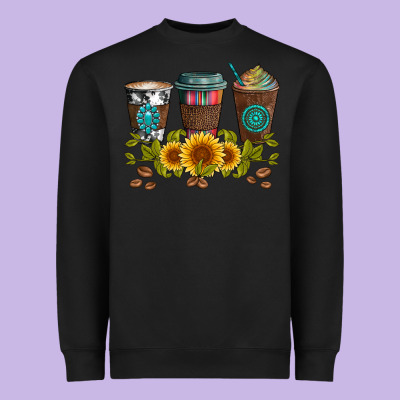 Coffee Group And Sunflowers Heavyweight Sweatshirt Designed By Artiststas
