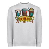 Heather Grey coffee group and sunflowers Heavyweight Sweatshirt - Artiststas