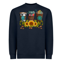 Navy coffee group and sunflowers Heavyweight Sweatshirt - Artiststas