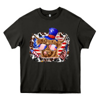 Asphalt 4th of july cow Heavy Core Tee - texasbilliewilder