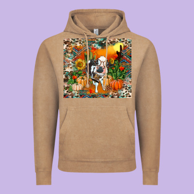 Fall Baby Cow Vintage Hoodie Designed By Ranaportraitstore