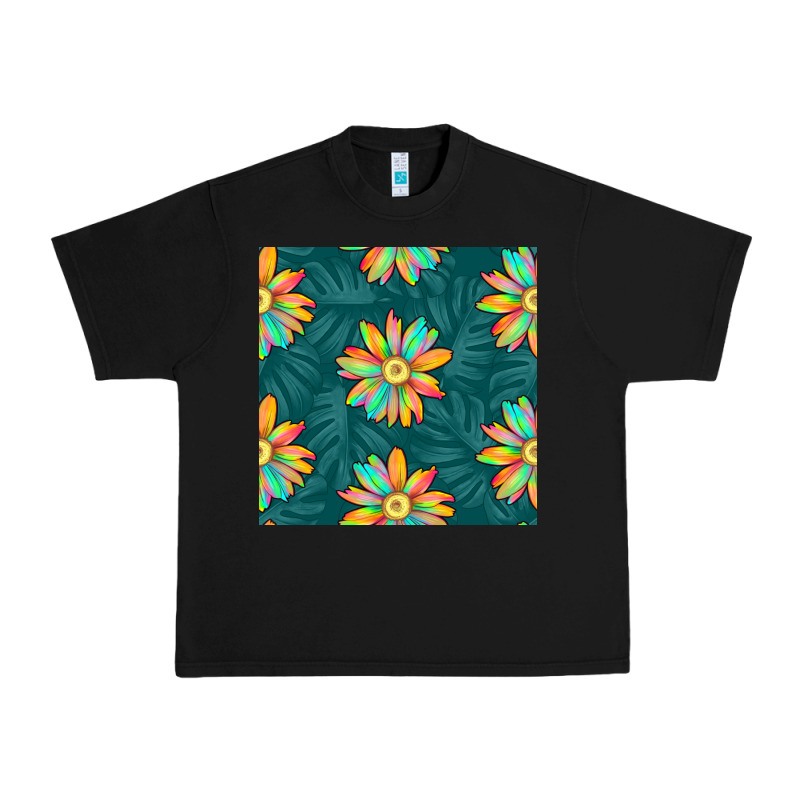 Colorful Tropical Flowers Seamless Pattern Urban Heavy Tee by BundleAndBundleShop | Teevron