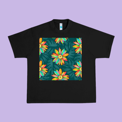 Colorful Tropical Flowers Seamless Pattern Urban Heavy Tee Designed By Bundleandbundleshop