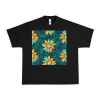 Black colorful tropical flowers seamless pattern Urban Heavy Tee - BundleAndBundleShop