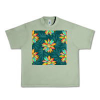 Oil Green colorful tropical flowers seamless pattern Urban Heavy Tee - BundleAndBundleShop