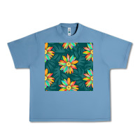 Pebble Blue colorful tropical flowers seamless pattern Urban Heavy Tee - BundleAndBundleShop